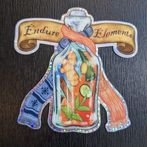 Product Image for  “Endure Elements” Sticker – Fantasy RPG Potion Bottle Vinyl Sticker