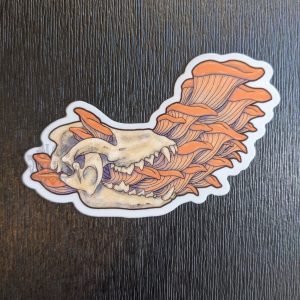 Product Image for  “Speak” Sticker – Canine Skull with Mushrooms Vinyl Sticker