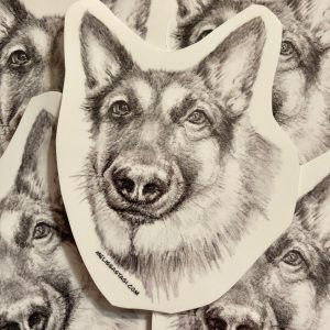 Product Image for  German Shepherd Pencil Drawn Style Sticker dog art dog gift for her gift  dog mom dog dad
