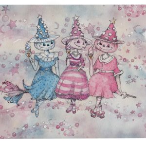 Product Image for  Ice Cream Run Print Witch Print, Spooky Witch Decor, Halloween Decor, Pastel Halloween Decor Vintage Halloween Painting Vintage Witch Wall Art