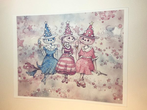 Product Image for  Ice Cream Run Print Witch Print, Spooky Witch Decor, Halloween Decor, Pastel Halloween Decor Vintage Halloween Painting Vintage Witch Wall Art