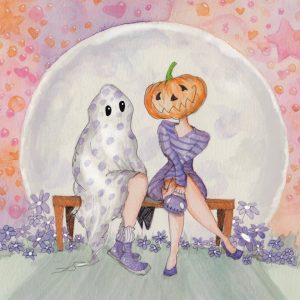 Product Image for  NEW! Moonlight Meet Cute Spooky Art Decor, Halloween Decor Witchy Friends