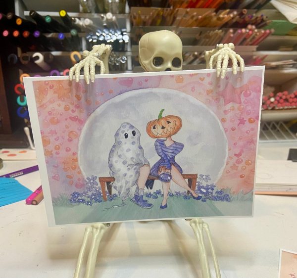 Product Image for  NEW! Moonlight Meet Cute Spooky Art Decor, Halloween Decor Witchy Friends