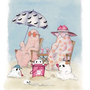 Product Image for  NEW! Bones Beach, Hot Ghoul Summer, Spooky Art Decor, Halloween Decor Witchy Friends, Summerween