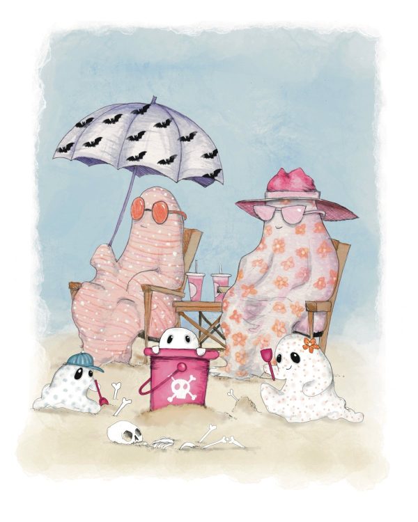 Product Image for  NEW! Bones Beach, Hot Ghoul Summer, Spooky Art Decor, Halloween Decor Witchy Friends, Summerween