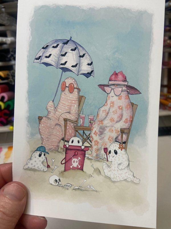 Product Image for  NEW! Bones Beach, Hot Ghoul Summer, Spooky Art Decor, Halloween Decor Witchy Friends, Summerween