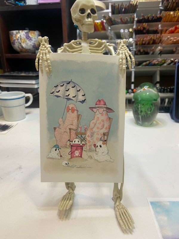 Product Image for  NEW! Bones Beach, Hot Ghoul Summer, Spooky Art Decor, Halloween Decor Witchy Friends, Summerween