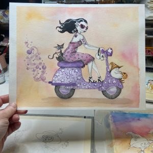 Product Image for  Boo Ride Watercolor Painting Hot Ghoul Summer, Spooky Halloween