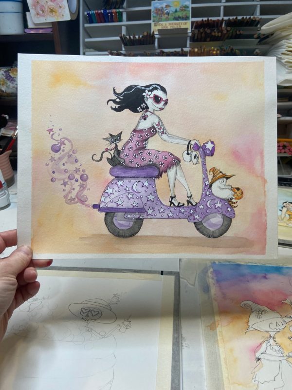 Product Image for  Boo Ride Watercolor Painting Hot Ghoul Summer, Spooky Halloween