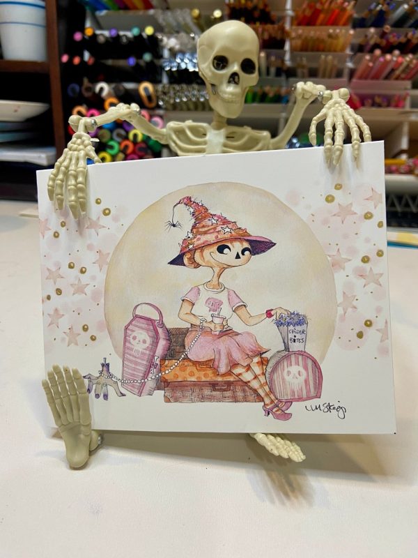 Product Image for  NEW!  Hattie’s Haunted Holiday Print, Spooky Art Decor, Witch Beach, Halloween Decor Witchy Friends, Summerween, pumpkin art