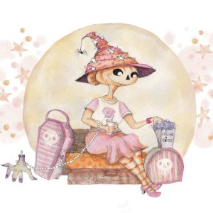 Product Image for  NEW!  Hattie’s Haunted Holiday Print, Spooky Art Decor, Witch Beach, Halloween Decor Witchy Friends, Summerween, pumpkin art