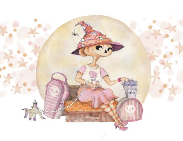Product Image for  NEW!  Hattie’s Haunted Holiday Print, Spooky Art Decor, Witch Beach, Halloween Decor Witchy Friends, Summerween, pumpkin art