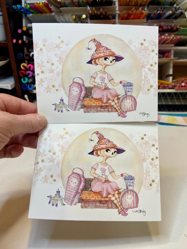 Product Image for  NEW!  Hattie’s Haunted Holiday Print, Spooky Art Decor, Witch Beach, Halloween Decor Witchy Friends, Summerween, pumpkin art