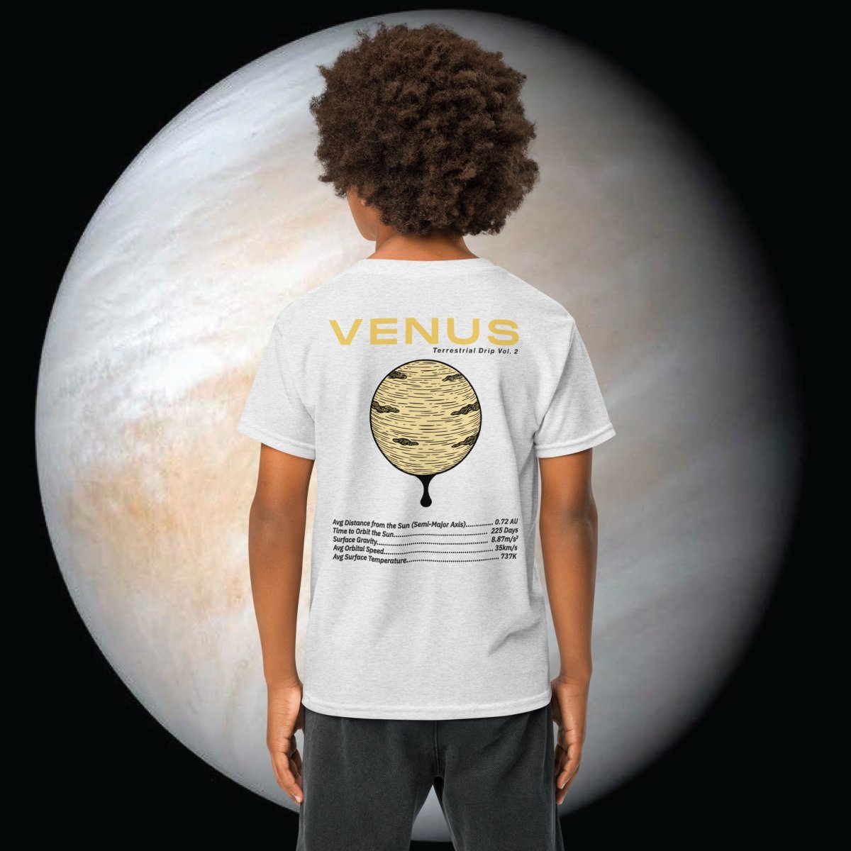 Downloaded from Shopify for use with Vendor ID (482) and Product ID (8523029577894). Product Image for Venus | Tee (Youth)