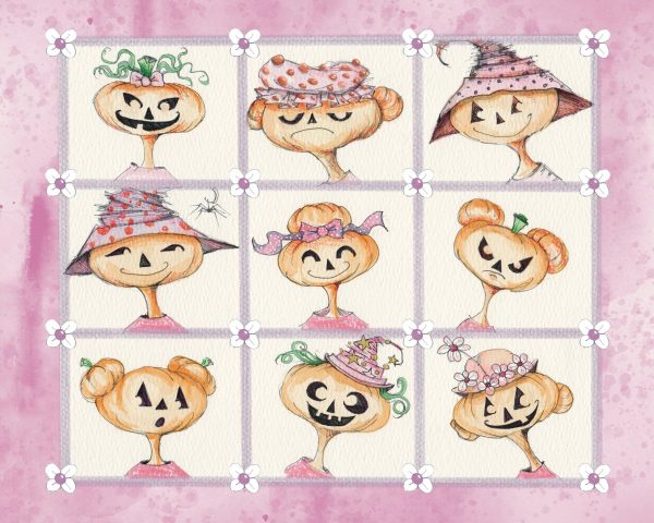 Product Image for  NEW! Faces of Hattie Print, Spooky Art Decor, Witchy Halloween Decor Witchy Friends, pumpkin art