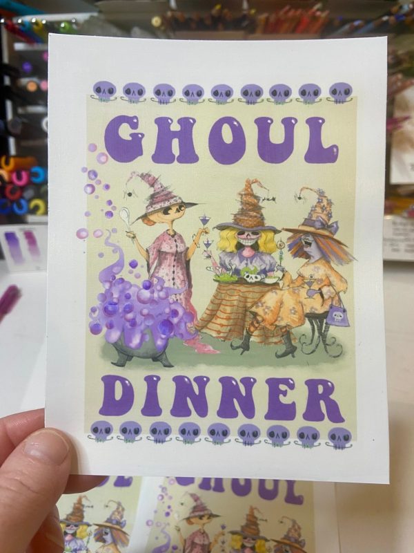Product Image for  NEW! Ghoul Dinner Print, Spooky Art Decor, Witchy Halloween Decor Witchy Friends, pumpkin art