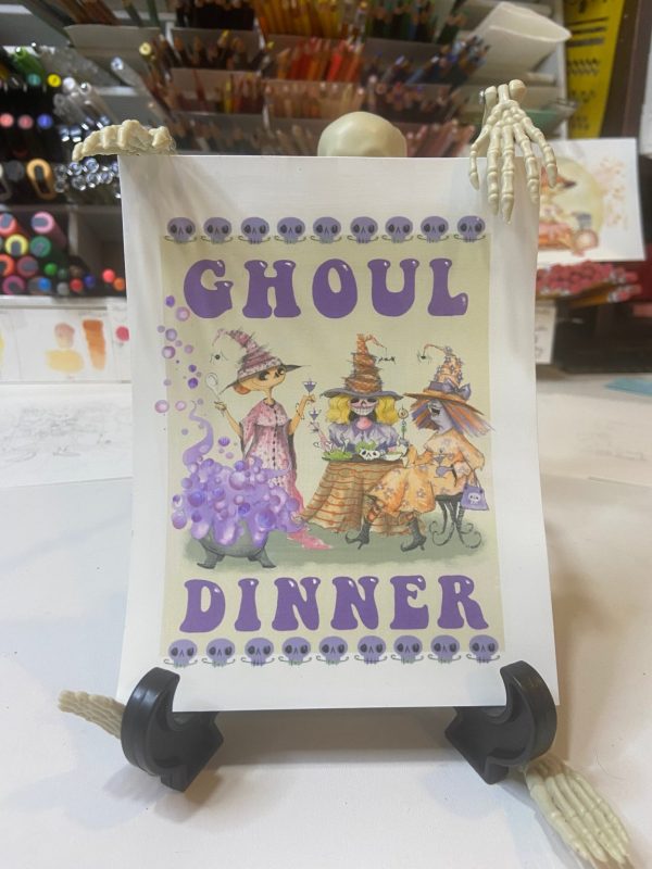 Product Image for  NEW! Ghoul Dinner Print, Spooky Art Decor, Witchy Halloween Decor Witchy Friends, pumpkin art